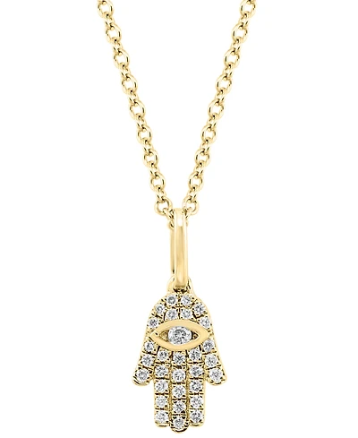 Effy Diamond Pave Hamsa Hand 18" Pendant Necklace (1/10 ct. t.w.) in Sterling Silver or 14k Gold-Plated Sterling Silver