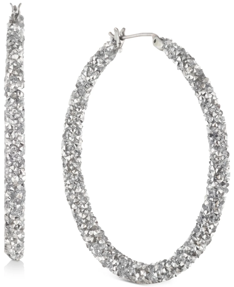 Karl Lagerfeld Paris Crystal Hoop Earrings, 2"