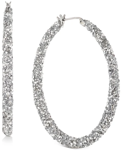 Karl Lagerfeld Paris Crystal Hoop Earrings, 2"