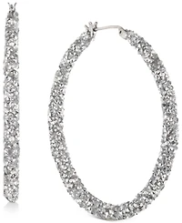 Karl Lagerfeld Paris Crystal Hoop Earrings, 2"