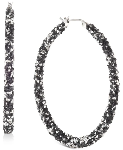 Karl Lagerfeld Paris Crystal Hoop Earrings, 2"