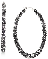 Karl Lagerfeld Paris Crystal Hoop Earrings, 2"