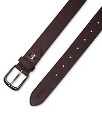 Tommy Hilfiger Men's Enamel Logo Ornament Casual Leather Belt