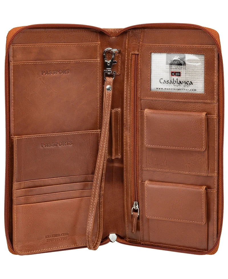 Men's Casablanca Collection Deluxe Zippered Passport and Travel Organizer