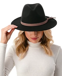 Marcus Adler Women's Wool Blend Felt Hat with Faux Leather Band