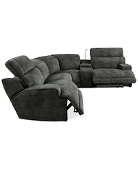 Sebaston 5-Pc. Fabric Sectional with 2 Power Motion Recliners and 1 Usb Console, Created for Macy's
