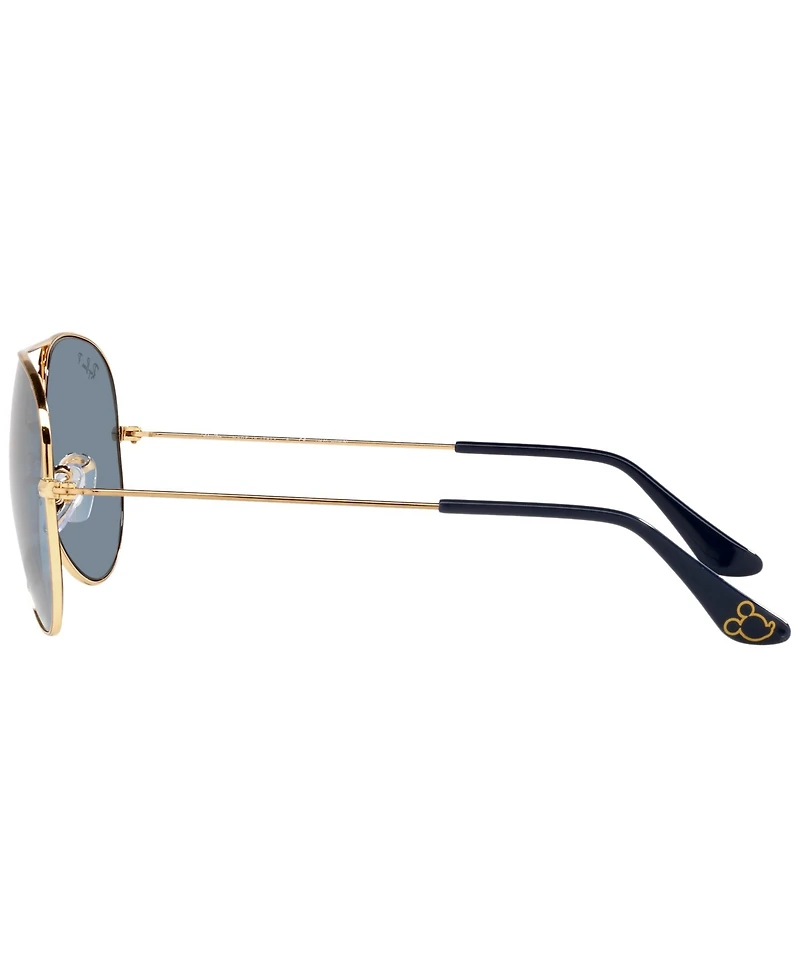 Ray-Ban Disney Unisex Polarized Sunglasses, RB3025 Aviator Mickey WDW50 58