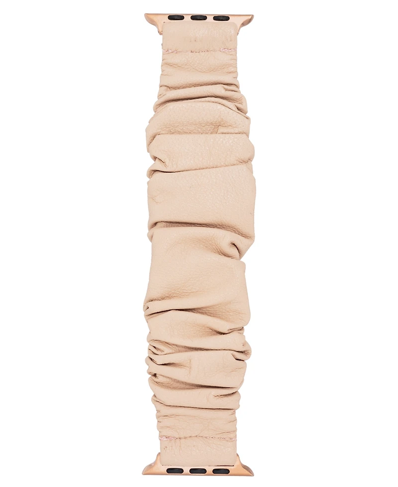 Anne Klein Women's Beige Genuine Leather Scrunchie Band designed for Apple Watch 42mm (Series 10) & 38/40/41mm
