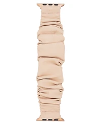 Anne Klein Women's Beige Genuine Leather Scrunchie Band designed for Apple Watch 42mm (Series 10) & 38/40/41mm