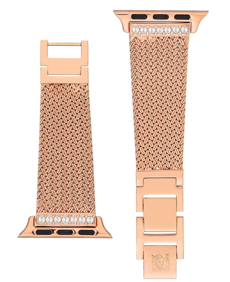 Anne Klein Women's Premium Crystal and Rose Gold-Tone Stainless Steel Mesh Band designed for Apple Watch 42mm (Series 1-3 only) & 44/45/46/49mm (Ultra
