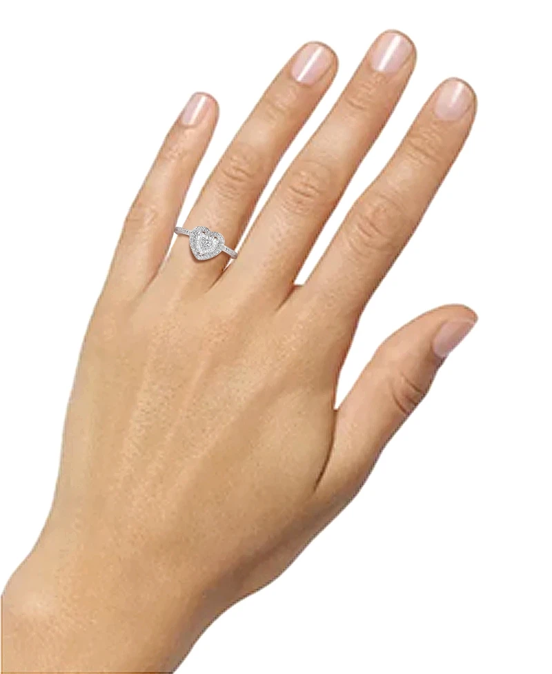 Diamond Cluster Heart Ring (1/4 ct. t.w.) in Sterling Silver
