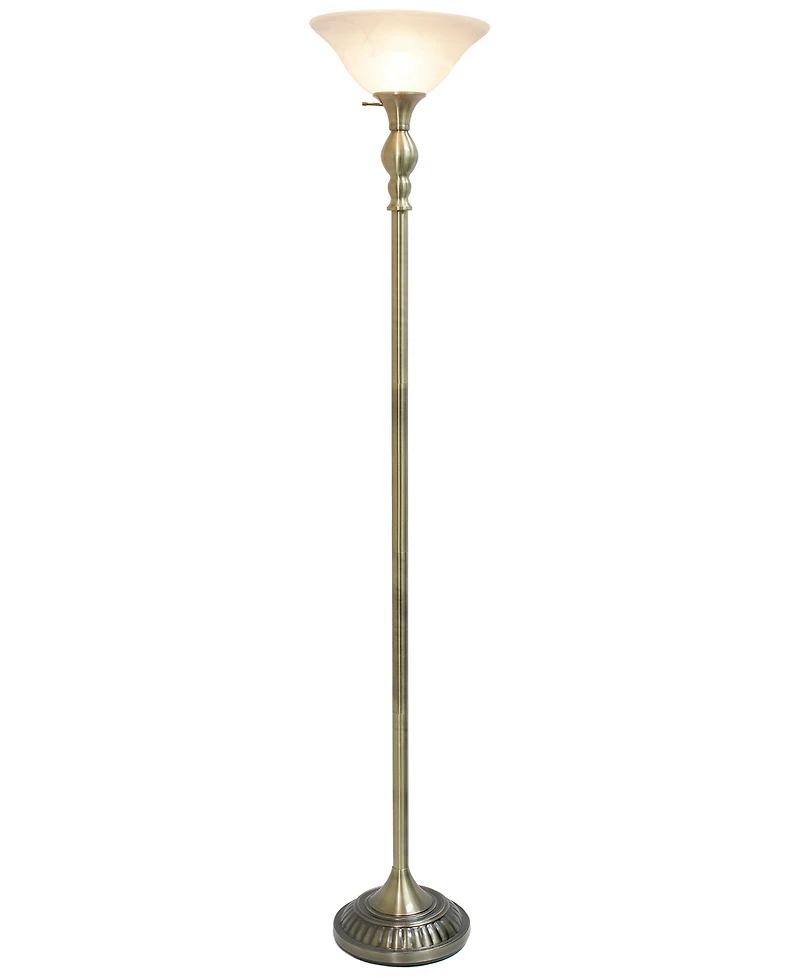 Lalia Home Classic 1 Light Torchiere Floor Lamp with Marbleized Glass Shade