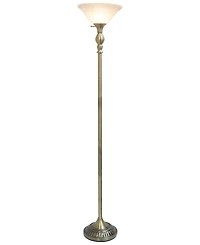 Lalia Home Classic 1 Light Torchiere Floor Lamp with Marbleized Glass Shade