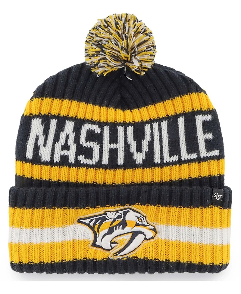 Men's Navy Nashville Predators Bering Cuffed Knit Hat with Pom