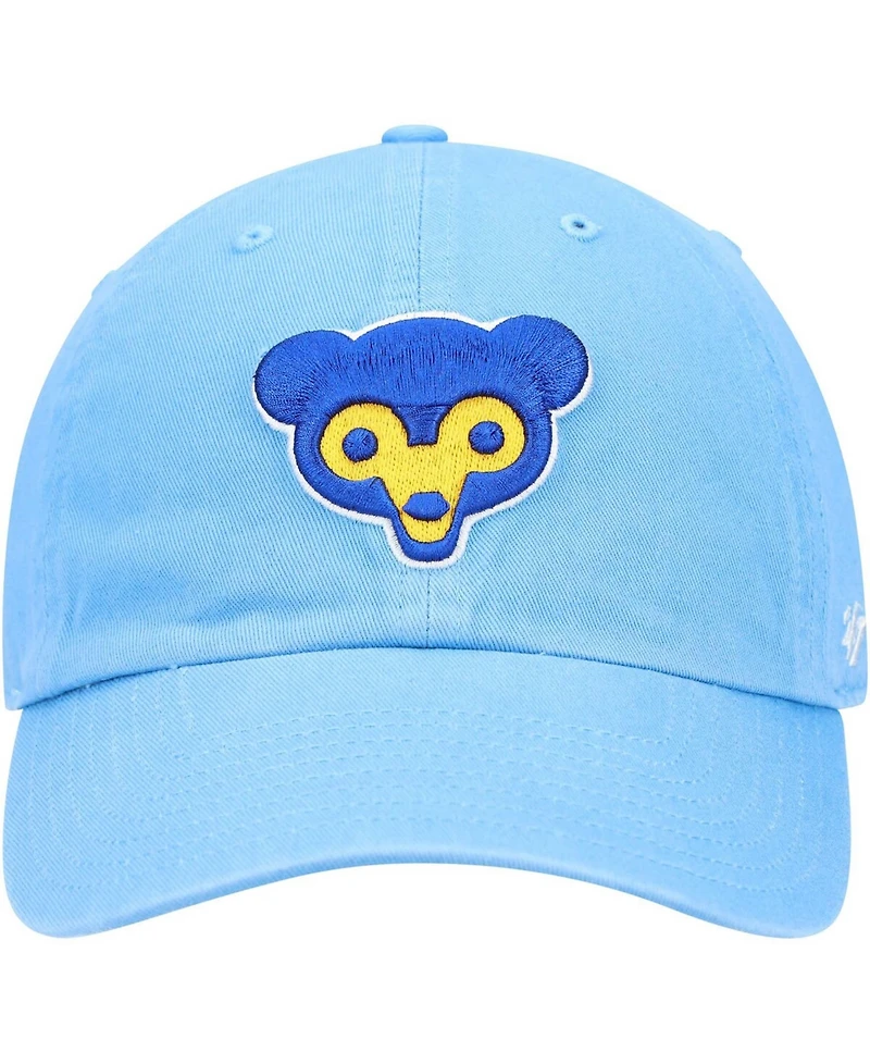 Men's Light Blue Chicago Cubs Logo Cooperstown Collection Clean Up Adjustable Hat