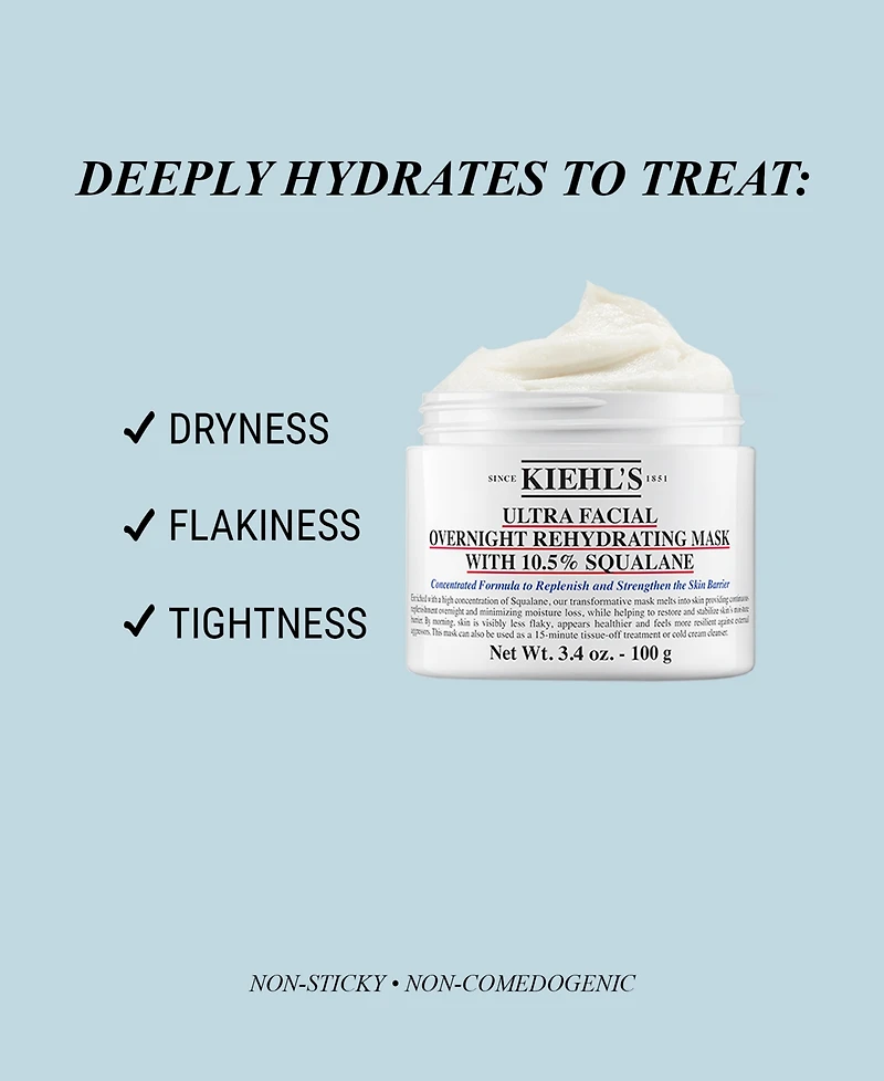 Kiehl's Since 1851 Ultra Facial Overnight Hydrating Mask With 10.5% Squalane, 3.4 oz.