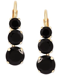 Onyx Graduated Leverback Hoop Earrings in 14k Gold