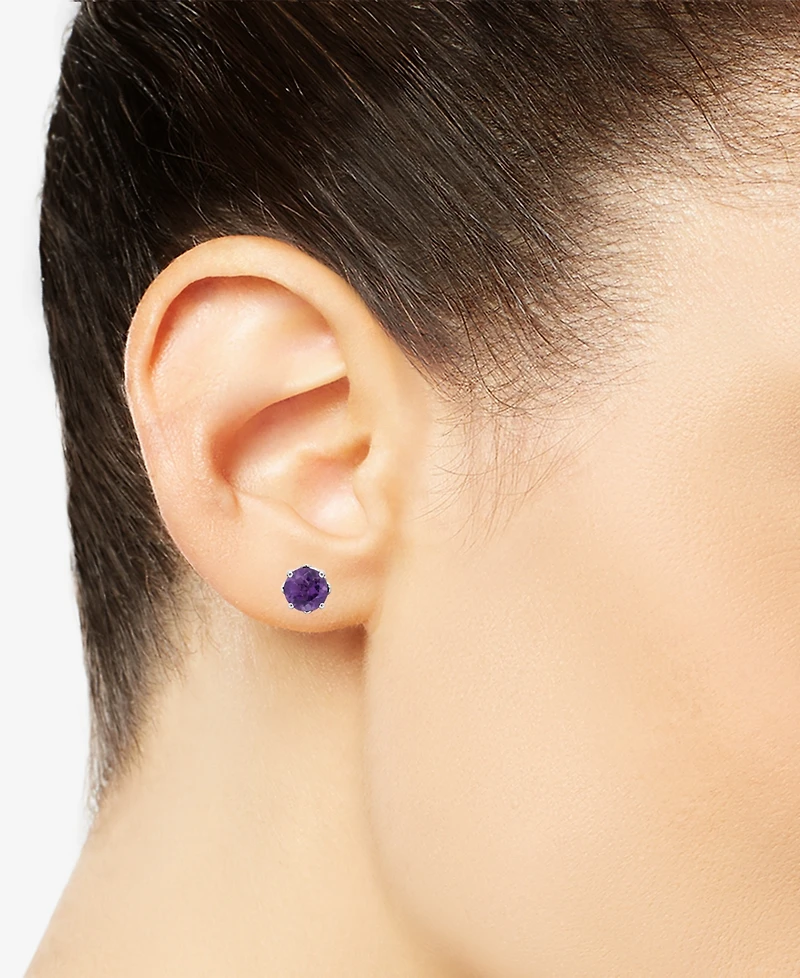 Rhodolite Garnet Stud Earrings (1-1/5 ct. t.w.) Sterling Silver (Also Opal, Citrine, White Topaz, Peridot, Aquamarine, and Amethyst)