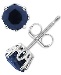 Sapphire Solitaire Stud Earrings (1-1/5 ct. t.w.) Sterling Silver (Also Ruby & Emerald)