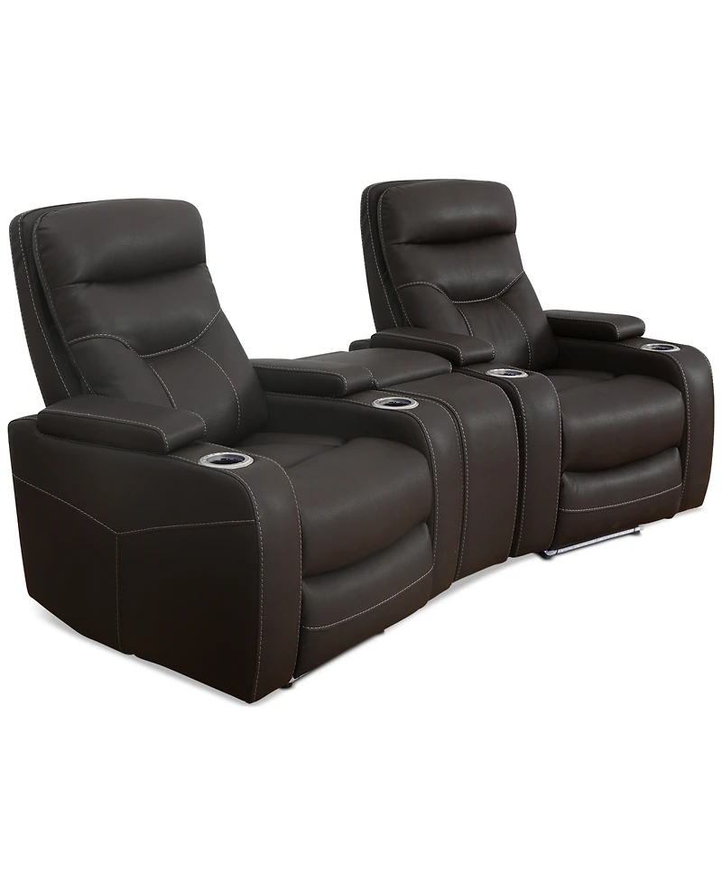 Jabarr 3-Pc. Beyond Leather Theater Seating with 1 Console, Created for Macy's