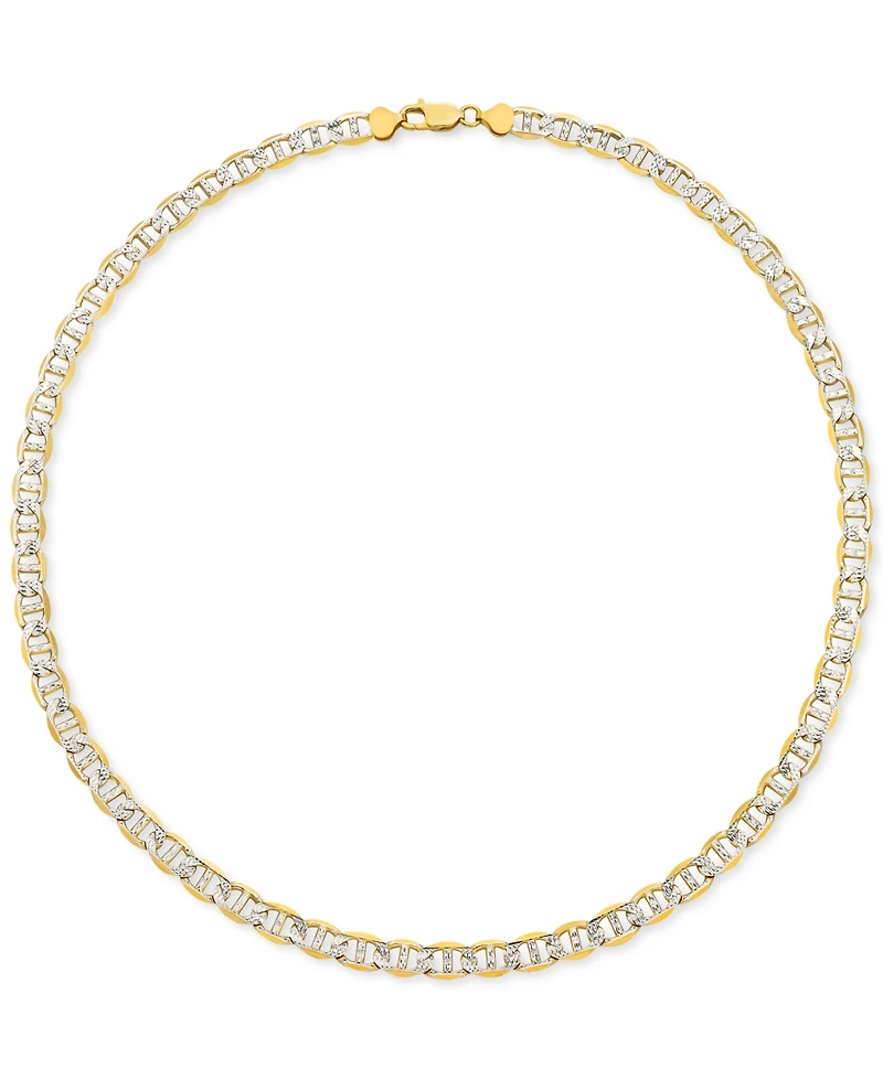 Men's Two-Tone Diamond Cut Mariner Link 24" Chain Necklace in Sterling Silver & 14k Gold-Plate