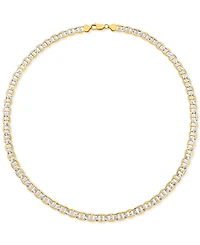 Men's Two-Tone Diamond Cut Mariner Link 24" Chain Necklace in Sterling Silver & 14k Gold-Plate