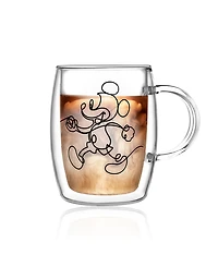 JoyJolt Disney Mickey and Pluto Aroma Glass Espresso Mugs, Set of 2