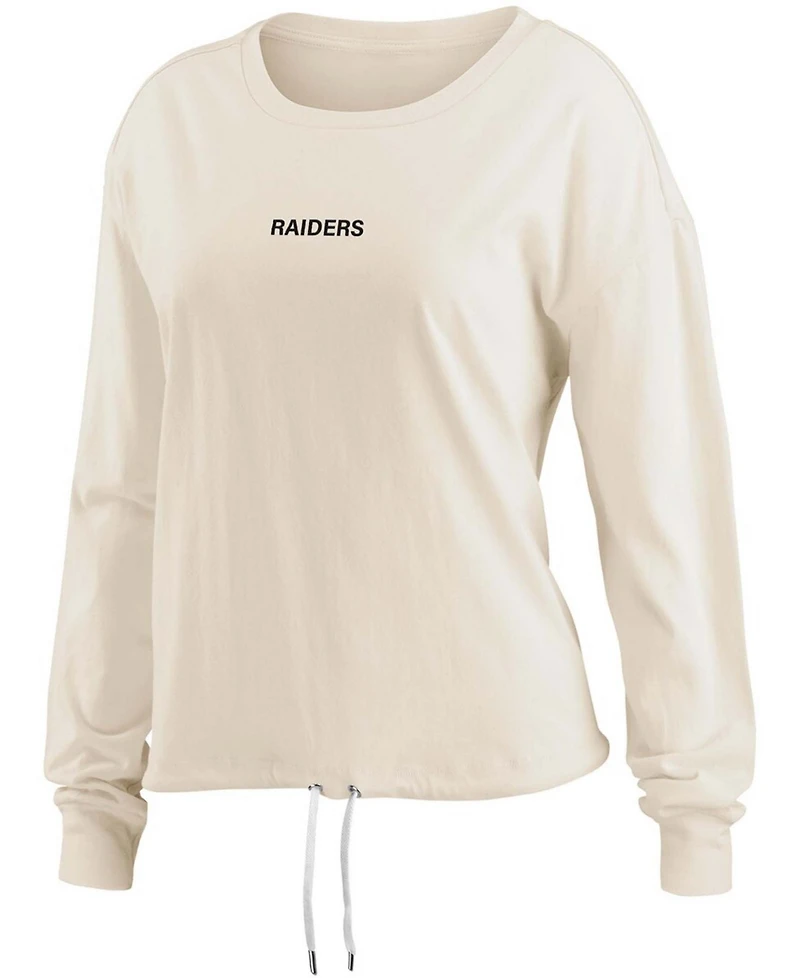 Women's Oatmeal Las Vegas Raiders Long Sleeve Crop Top Shirt