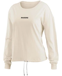 Women's Oatmeal Las Vegas Raiders Long Sleeve Crop Top Shirt