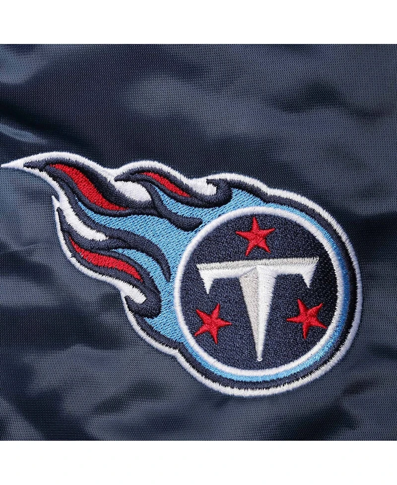 Men's Navy Tennessee Titans Locker Room Satin Varsity Full-Snap Jacket