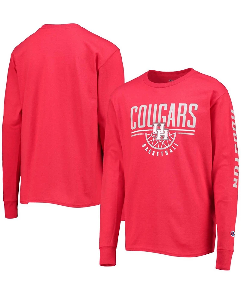 Big Boys and Girls Scarlet Houston Cougars Basketball Long Sleeve T-shirt