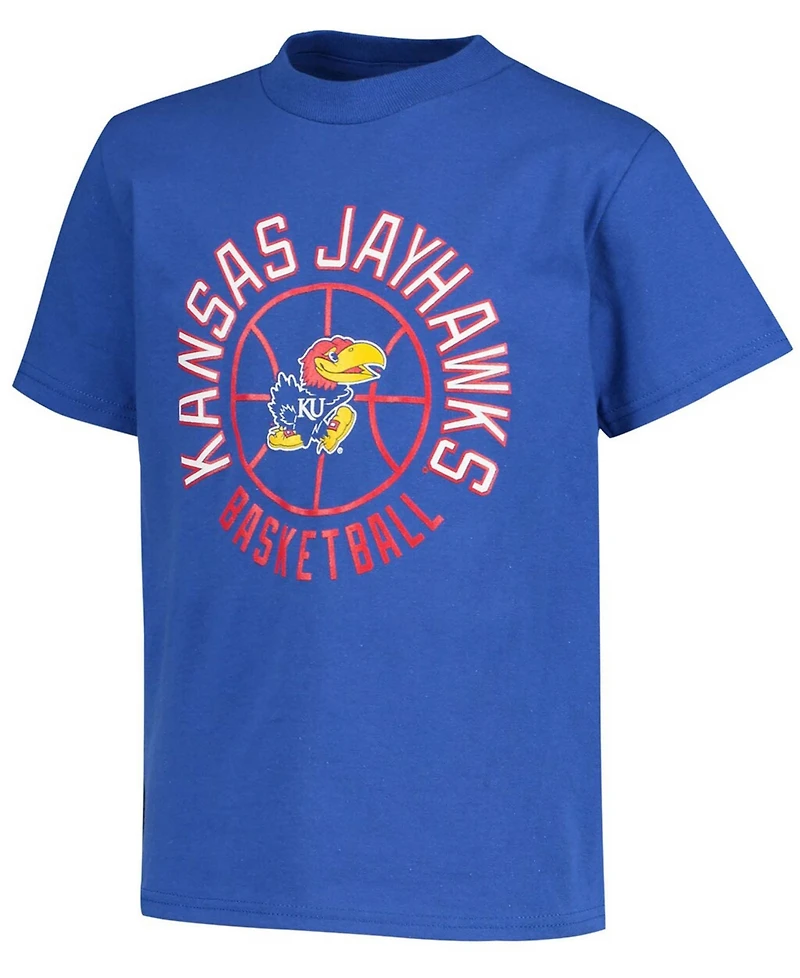Big Boys and Girls Royal Kansas Jayhawks Basketball T-shirt