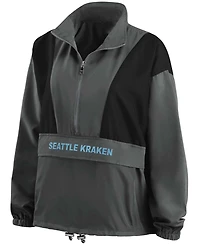 Women's Charcoal Seattle Kraken Popover Packable Half-Zip Jacket
