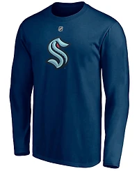 Men's Philipp Grubauer Deep Sea Blue Seattle Kraken Authentic Stack Name and Number Long Sleeve T-shirt