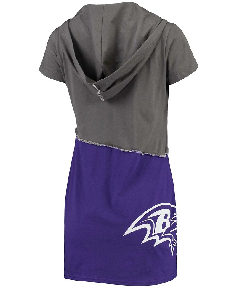 Women's Charcoal and Purple Baltimore Ravens Hooded Mini Dress