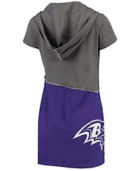 Women's Charcoal and Purple Baltimore Ravens Hooded Mini Dress
