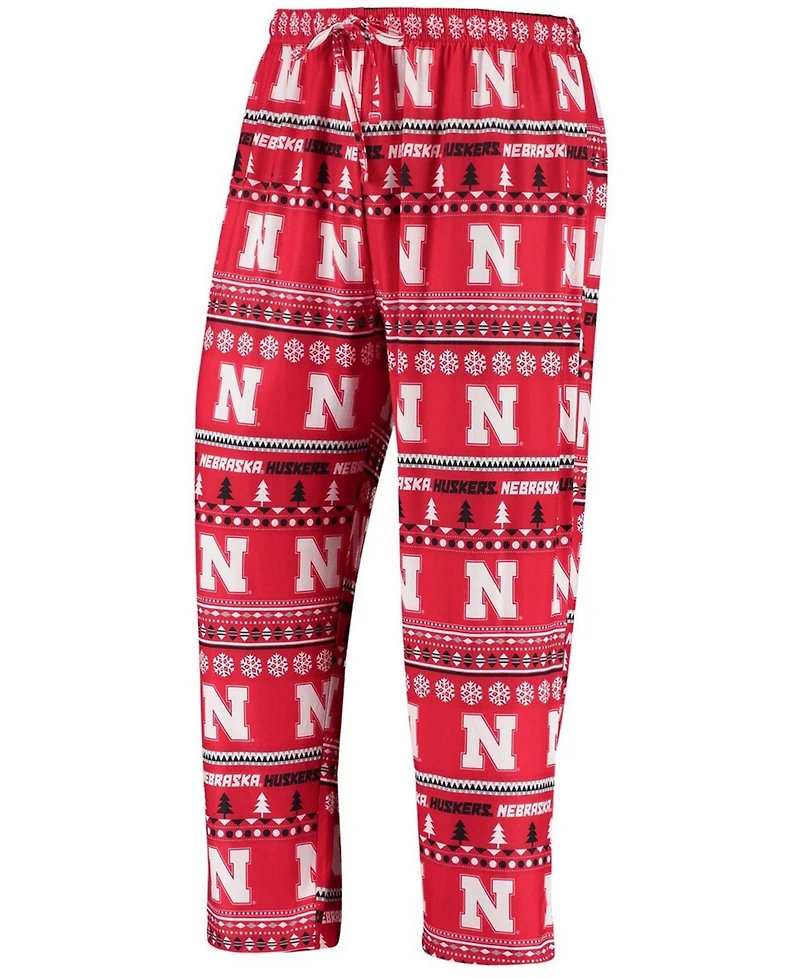 Men's Scarlet Nebraska Huskers Ugly Sweater Knit Long Sleeve Top and Pant Set