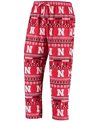 Men's Scarlet Nebraska Huskers Ugly Sweater Knit Long Sleeve Top and Pant Set