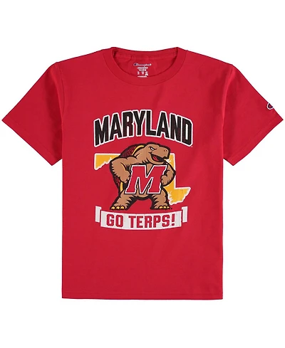 Big Boys and Girls Red Maryland Terrapins Strong Mascot T-shirt