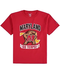 Big Boys and Girls Red Maryland Terrapins Strong Mascot T-shirt