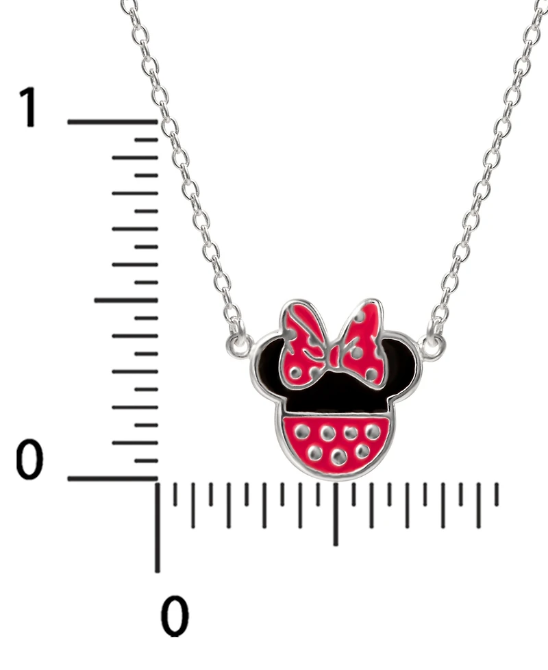 Disney Minnie Mouse Enamel Pendant Necklace in Sterling Silver, 16" + 2" extender