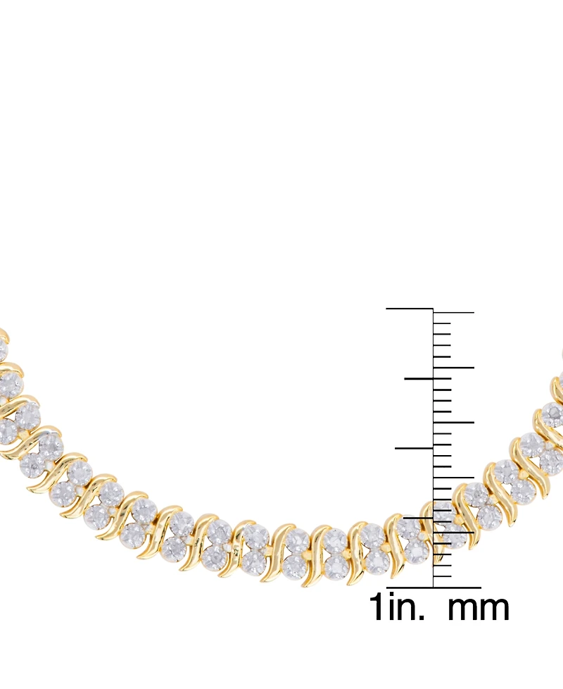 Diamond Accent S Link Bracelet in Fine Gold Plate or Fine Silver Plate