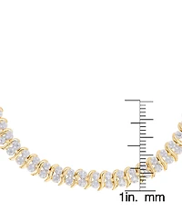 Diamond Accent S Link Bracelet in Fine Gold Plate or Fine Silver Plate