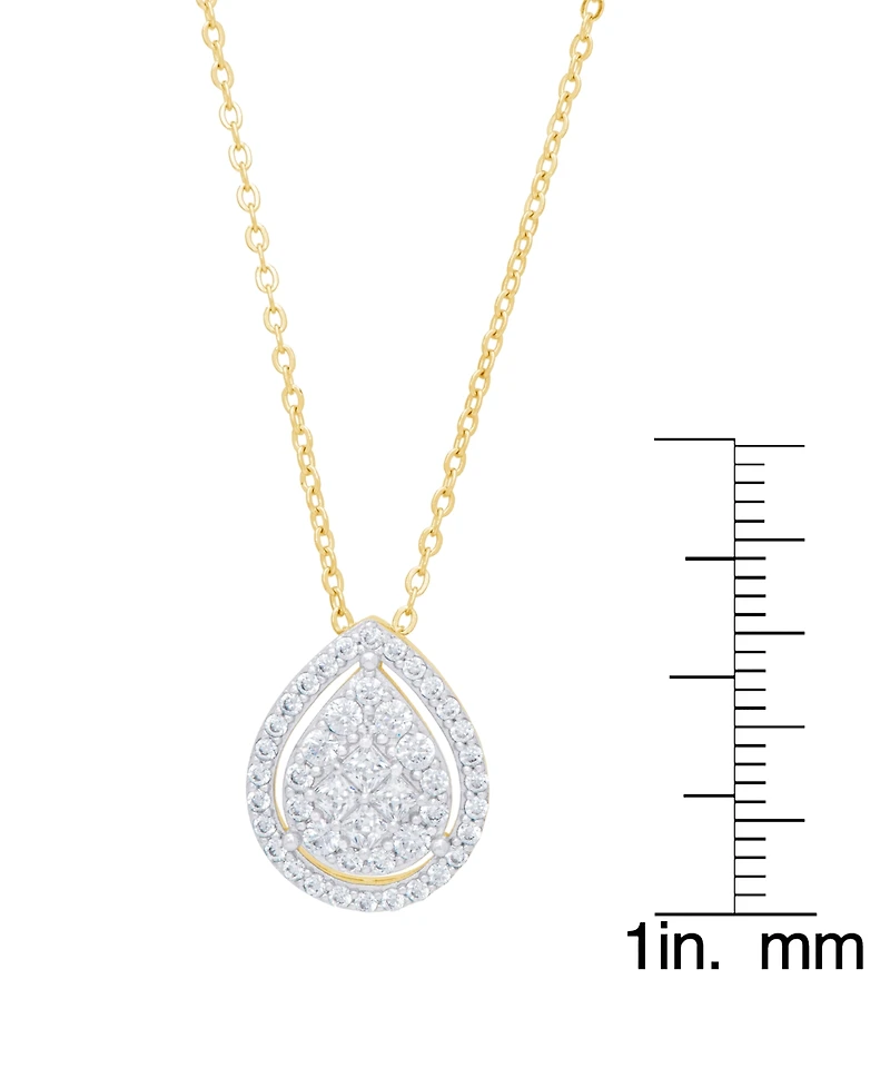 Cubic Zirconia Pear Necklace Fine Gold Plate or Silver