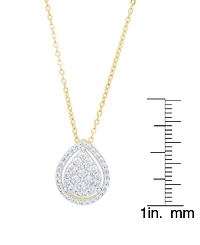 Cubic Zirconia Pear Necklace Fine Gold Plate or Silver