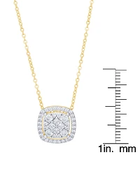 Cubic Zirconia Cushion Necklace in Fine Gold Plate or Fine Silver Plate