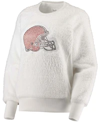 Women's White Cleveland Browns Milestone Tracker Pullover Sweatshirt
