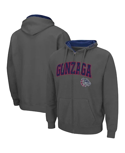Men's Charcoal Gonzaga Bulldogs Arch Logo 3.0 Full-Zip Hoodie