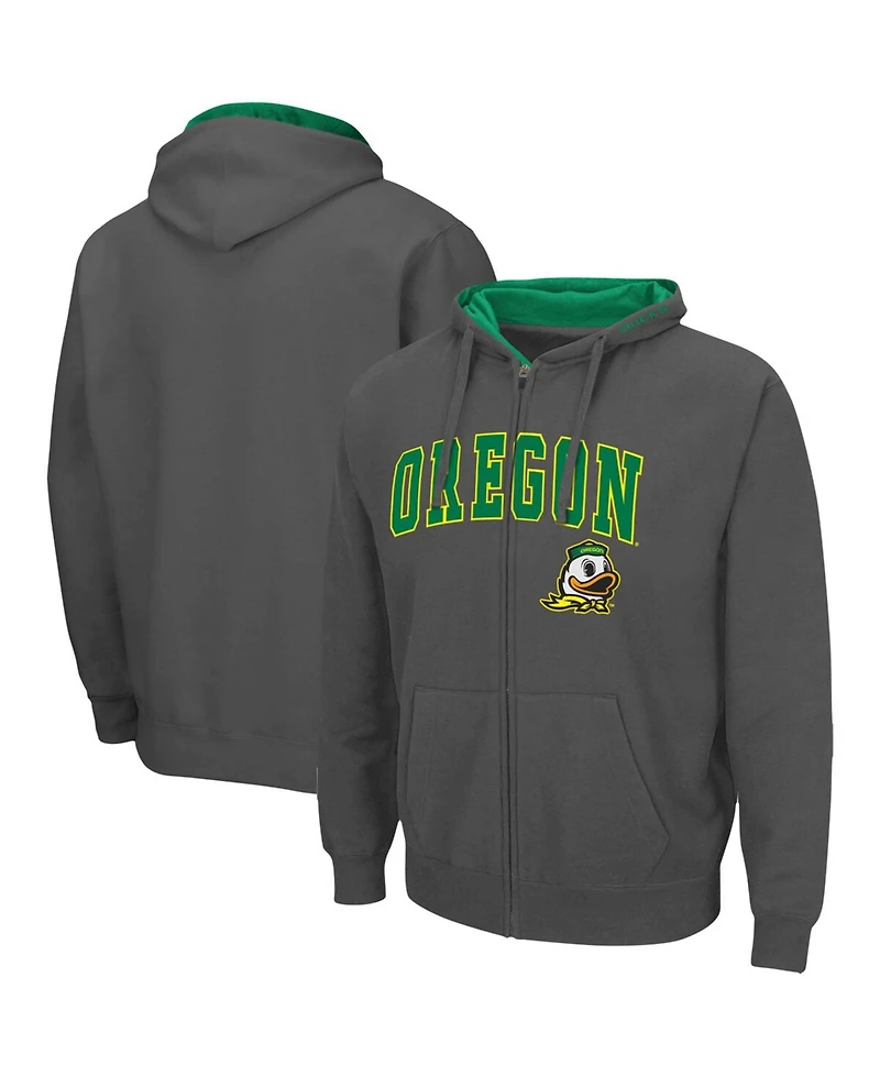 Men's Charcoal Oregon Ducks Arch Logo 3.0 Full-Zip Hoodie