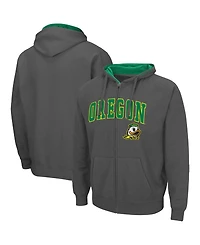 Men's Charcoal Oregon Ducks Arch Logo 3.0 Full-Zip Hoodie